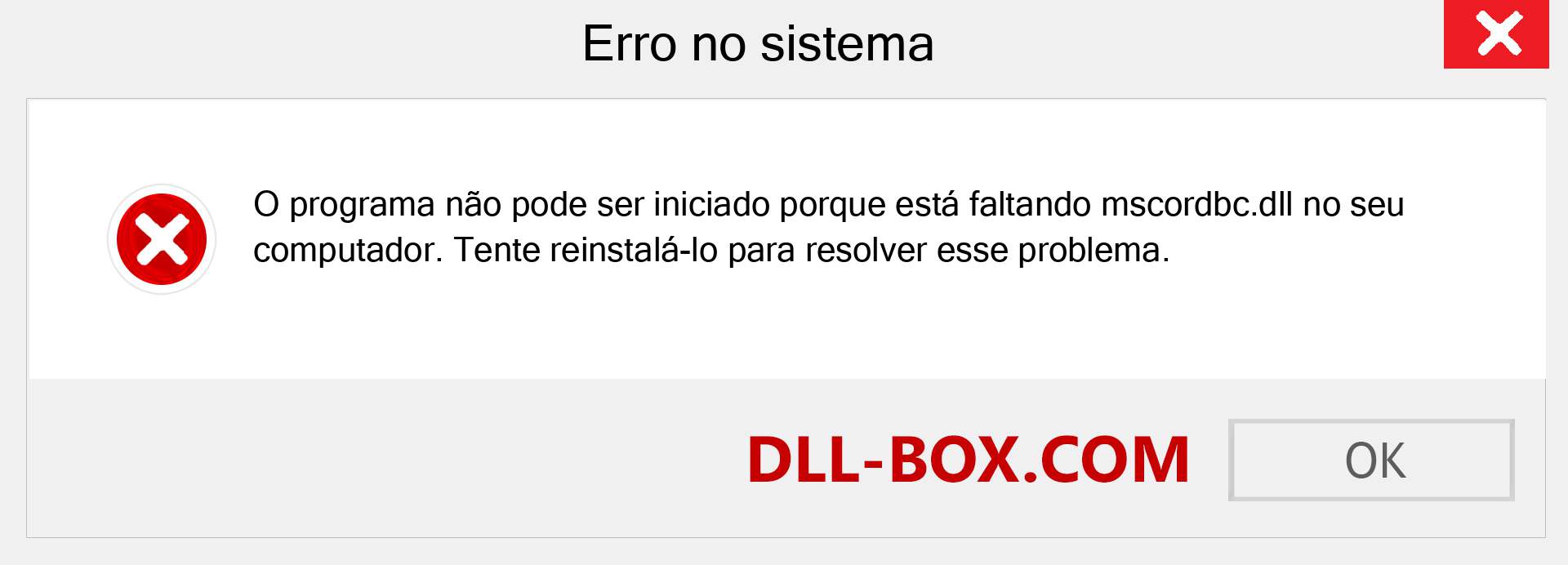 Arquivo mscordbc.dll ausente ?. Download para Windows 7, 8, 10 - Correção de erro ausente mscordbc dll no Windows, fotos, imagens